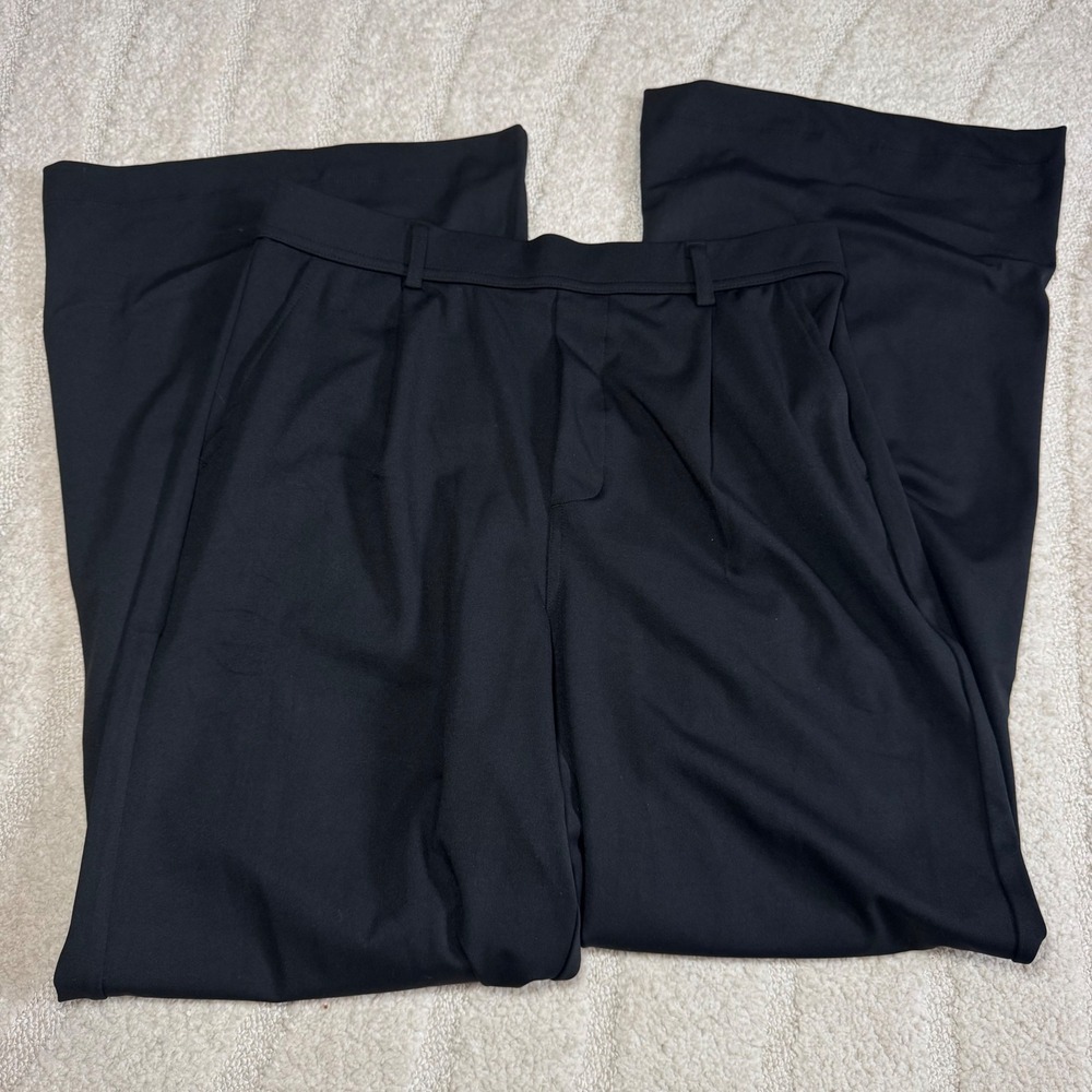 NWOT Halara Black High Waist Wide Leg Pleated Trouser Dress Pants Medium stretch